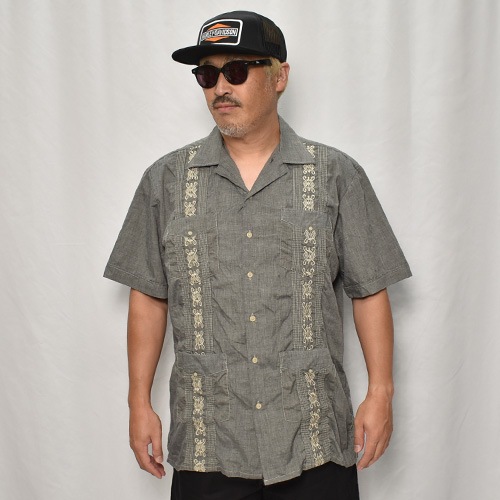 US Customized 80's-90's Old Over Dyed S/S Guayabera Shirt