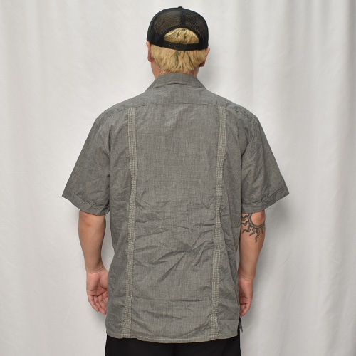 ��US Customized 80's-90's Old Over Dyed S/S Guayabera Shirt(�����С��������塼�Х����)�֥�å�/������L [z-7729]