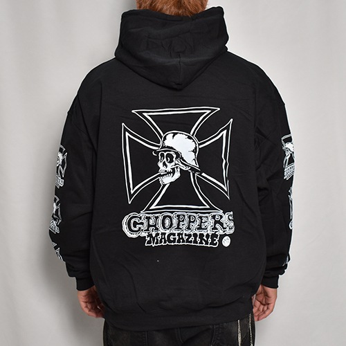 Choppers Magazine��US/Chopper Cross Pullover Hoodie�ʥ���åѡ����ޥ�����ߥ��� �ѡ������˥֥�å��ߥۥ磻�� [a-7248]