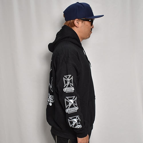 Choppers Magazine��US/Chopper Cross Pullover Hoodie�ʥ���åѡ����ޥ�����ߥ��� �ѡ������˥֥�å��ߥۥ磻�� [a-7248]