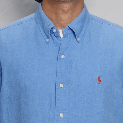 Polo Ralph Lauren/S/S Linen Shirtʥե ͥ󥷥ġ˥饤ȥ֥롼/XL [z-9118]