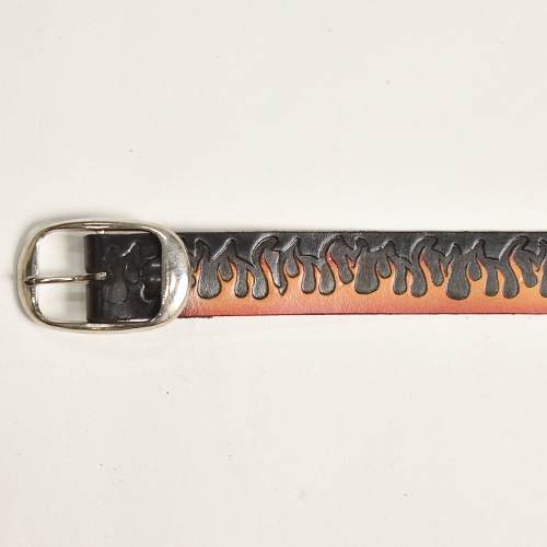 Brackney Leather Works/Embossed Leather Belt/Rising Flame
