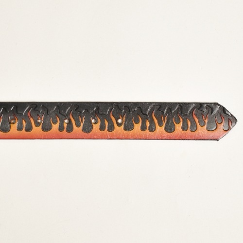 Brackney Leather Works/Embossed Leather Belt/Rising Flame
