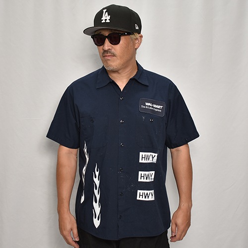 HWYUs/Limited Hand-Printed S/S Work Shirtʥ֥塼磻ߥ ġ˥ͥӡ/L [y-0279]