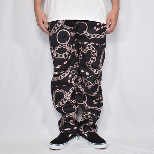 Chain Patterned Easy Pants�ʥ�������ѥ�����ɥ��������ѥ�ġ˥֥�å��ߥ֥饦�� [a-7313]