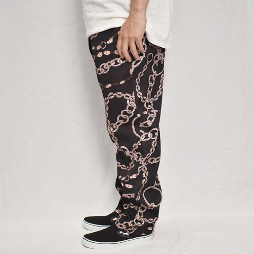 Chain Patterned Easy Pants�ʥ�������ѥ�����ɥ��������ѥ�ġ˥֥�å��ߥ֥饦�� [a-7313]