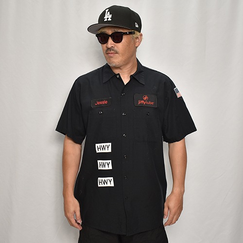 HWYUs/Limited Hand-Printed S/S Work Shirtʥ֥塼磻ߥ ġ˥֥å/L [y-0280]