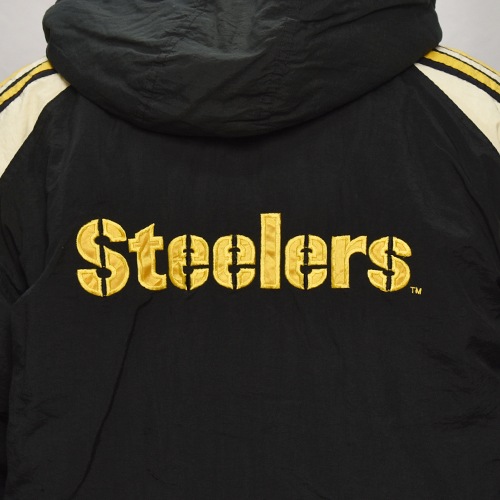 ��90's Vintage Puffer Jacket/Steelers��90's������ơ��� �ѥե������㥱�åȡ˥֥�å��ߥ�������/������L [y-0903]