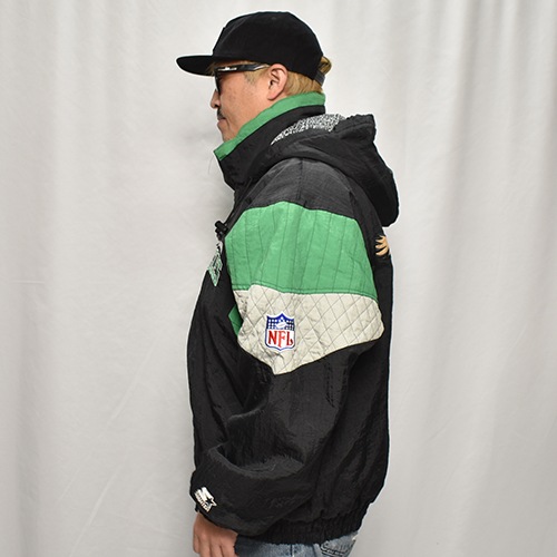 ��90's Vintage Puffer Jacket/Eagles��90's������ơ��� �ѥե������㥱�åȡ˥֥�å��ߥ��꡼��/������L [y-0904]