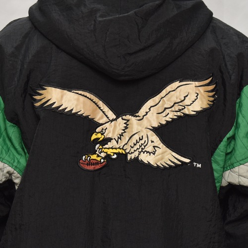 ��90's Vintage Puffer Jacket/Eagles��90's������ơ��� �ѥե������㥱�åȡ˥֥�å��ߥ��꡼��/������L [y-0904]