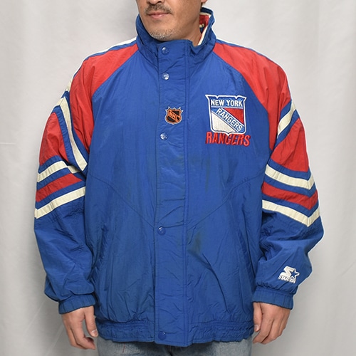 ��90's Vintage Puffer Jacket/Rangers��90's������ơ��� �ѥե������㥱�åȡ˥֥롼�ߥ�å�/������L [y-0905]