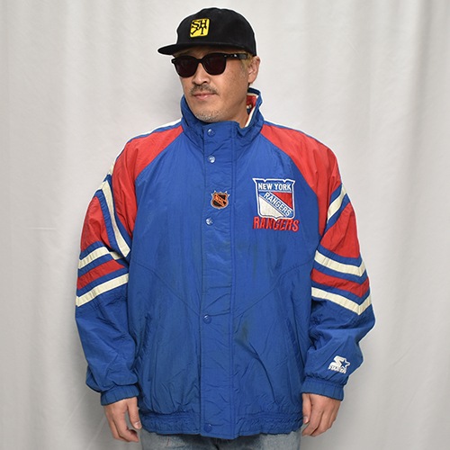 ��90's Vintage Puffer Jacket/Rangers��90's������ơ��� �ѥե������㥱�åȡ˥֥롼�ߥ�å�/������L [y-0905]