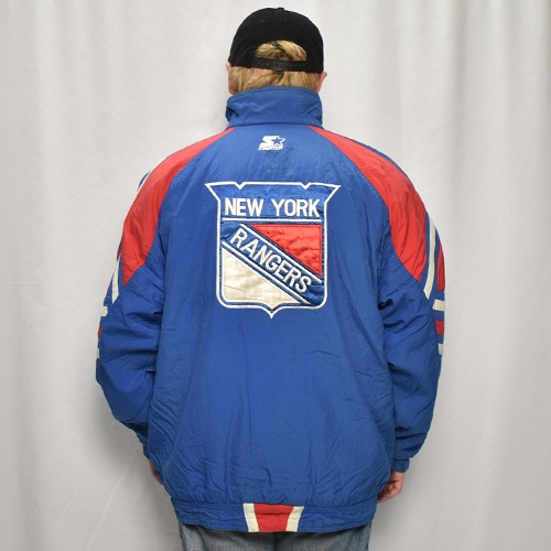 ��90's Vintage Puffer Jacket/Rangers��90's������ơ��� �ѥե������㥱�åȡ˥֥롼�ߥ�å�/������L [y-0905]