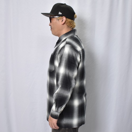 Cal Top/Ombre Checked Zip-Up Shirt Jacket�ʥ����ȥå� ����֥�����å�����ĥ��㥱�åȡ˥֥�å��ߥ��եۥ磻�� [a-8423]