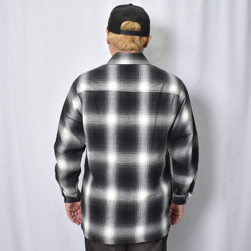 Cal Top/Ombre Checked Zip-Up Shirt Jacket�ʥ����ȥå� ����֥�����å�����ĥ��㥱�åȡ˥֥�å��ߥ��եۥ磻�� [a-8423]