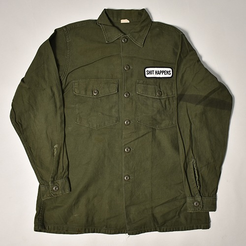 Us Customized US Army Shit Happens L/S Utility Shirt��US�����ߡ� �桼�ƥ���ƥ�����ġ˥��꡼��/������15 1/2 [z-7309]