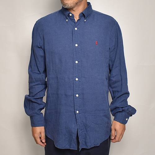 ��Polo Ralph Lauren/L/S Linen Shirt�ʥ��ե������ ��ͥ󥷥�ġ˥ͥ��ӡ�/������M [z-6625]