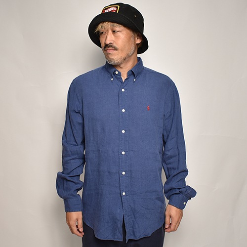 ��Polo Ralph Lauren/L/S Linen Shirt�ʥ��ե������ ��ͥ󥷥�ġ˥ͥ��ӡ�/������M [z-6625]