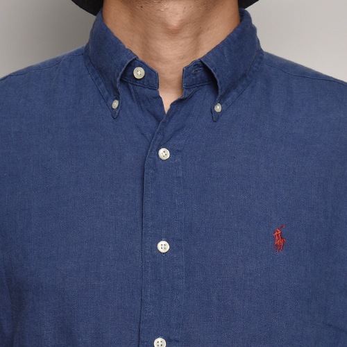 ��Polo Ralph Lauren/L/S Linen Shirt�ʥ��ե������ ��ͥ󥷥�ġ˥ͥ��ӡ�/������M [z-6625]