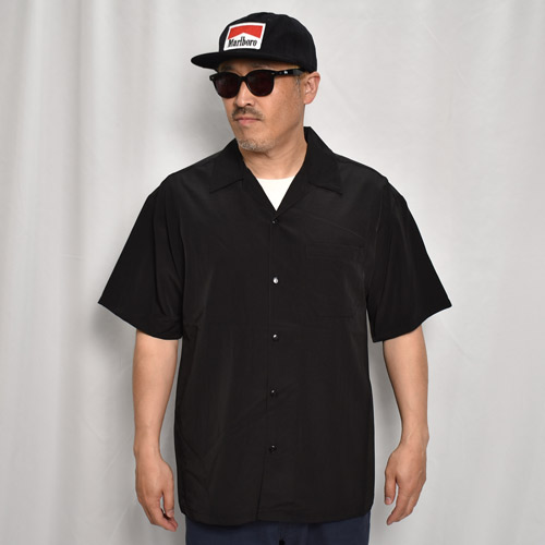 Cal Top/Solid Open Collar S/S Shirt�ʥ����ȥå� ����åɥ롼������ġ˥֥�å� [a-7464]