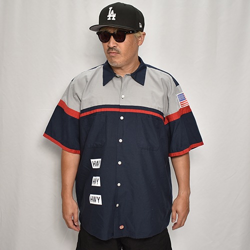 HWYUs/Limited Hand-Printed S/S Work Shirtʥ֥塼磻ߥ ġ˥饤ȥ졼ߥͥӡߥå/XL [y-0285]