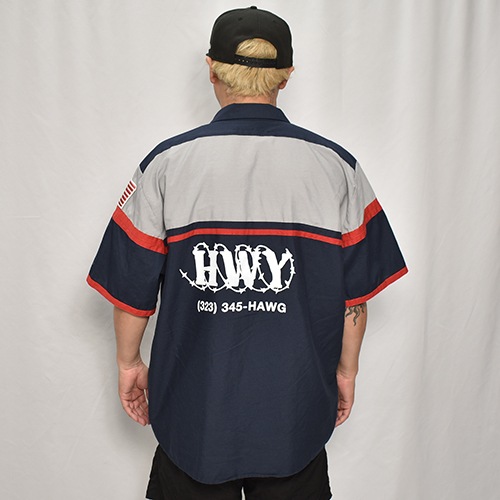 HWYUs/Limited Hand-Printed S/S Work Shirtʥ֥塼磻ߥ ġ˥饤ȥ졼ߥͥӡߥå/XL [y-0285]