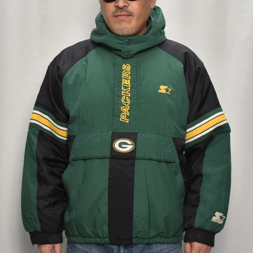 ��90's Vintage Puffer Jacket/Packers��90's������ơ��� �ѥե������㥱�åȡ˥��꡼��ߥ֥�å�/������XL [y-0908]