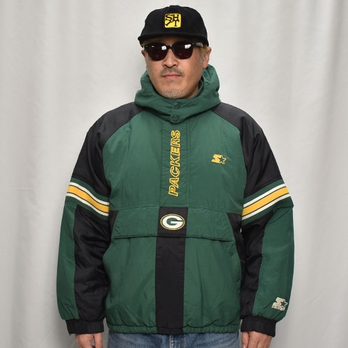 ��90's Vintage Puffer Jacket/Packers��90's������ơ��� �ѥե������㥱�åȡ˥��꡼��ߥ֥�å�/������XL [y-0908]