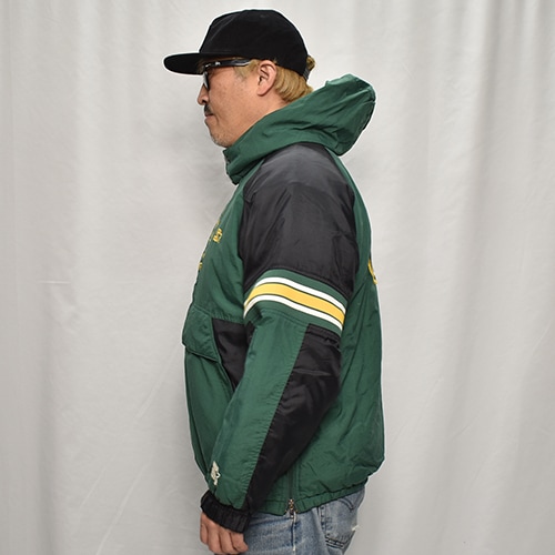 ��90's Vintage Puffer Jacket/Packers��90's������ơ��� �ѥե������㥱�åȡ˥��꡼��ߥ֥�å�/������XL [y-0908]