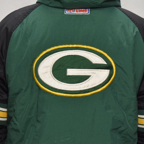 ��90's Vintage Puffer Jacket/Packers��90's������ơ��� �ѥե������㥱�åȡ˥��꡼��ߥ֥�å�/������XL [y-0908]