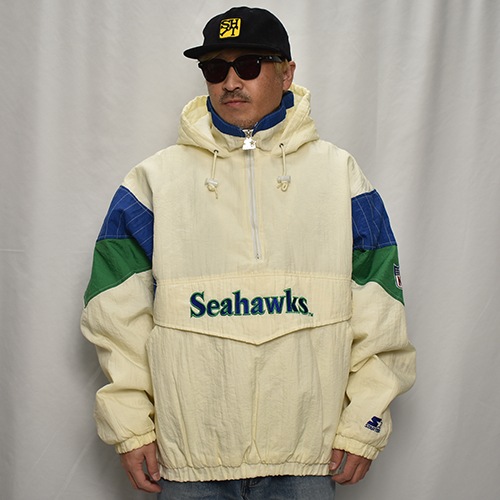 ��90's Vintage Puffer Jacket/Seahawks��90's������ơ��� �ѥե������㥱�åȡ˥ۥ磻�ȡߥ֥롼�ߥ��꡼��/������XL [y-0909]