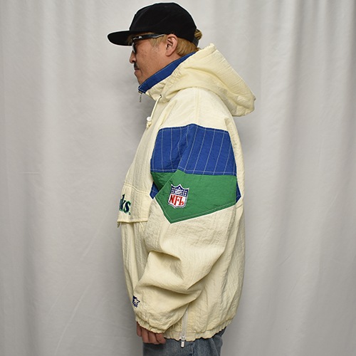 ��90's Vintage Puffer Jacket/Seahawks��90's������ơ��� �ѥե������㥱�åȡ˥ۥ磻�ȡߥ֥롼�ߥ��꡼��/������XL [y-0909]