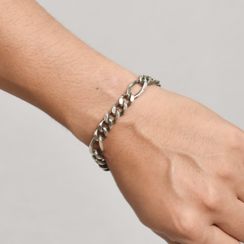 US Exclusive/T-Bar Figaro Chain Braceletʥ ֥쥹åȡ˥С [a-8102]
