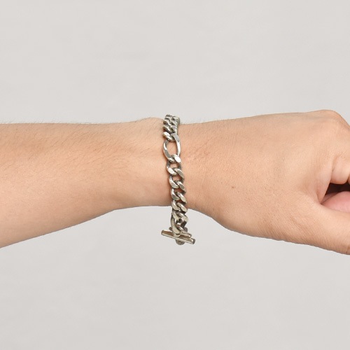 US Exclusive/T-Bar Figaro Chain Braceletʥ ֥쥹åȡ˥С [a-8102]