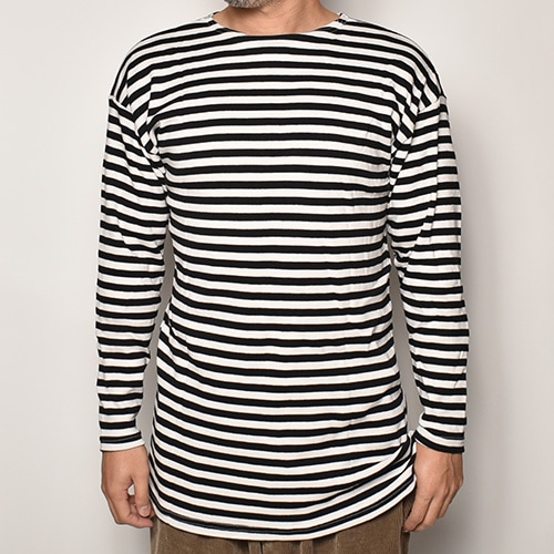 Russian Navy/Border Sweat Shirt/Dead Stock�ʥ�������ͥ��ӡ� �ǥåɥ��ȥå��ܡ������������å�)�֥�å��ߥۥ磻�� [a-1265]