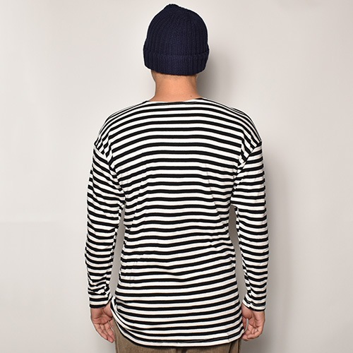 Russian Navy/Border Sweat Shirt/Dead Stock�ʥ�������ͥ��ӡ� �ǥåɥ��ȥå��ܡ������������å�)�֥�å��ߥۥ磻�� [a-1265]