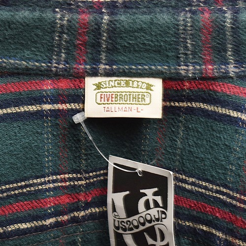 ��Five Brother/Vintage Heavy Flannel L/S Shirt�ʥե����֥֥饶�� �ե��ͥ륷��ġ˥��꡼��ߥ�å�/������L [y-0512]