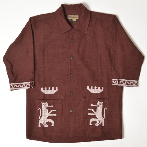 Artesania��US/3/4 Sleeve Guatemala Shirt�ʥ���ƥ��˥��ߥ��� ��ʬµ���ƥޥ饷��ġ˥֥饦�� [n-9121]