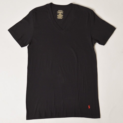 Ralph Lauren/Classic Cotton V-neck T-shirt�ʥ��ե������ V�ͥå�T����ġ˥֥�å� [n-9167]