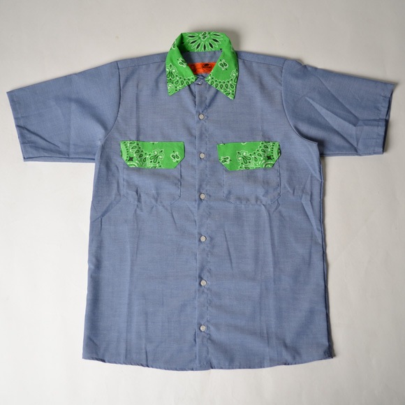 Red KapUS/Bandana Flap Chambray Shirtʥåɥåסߥ ġ˥饤ȥ֥롼ߥ꡼ [n-7095]
