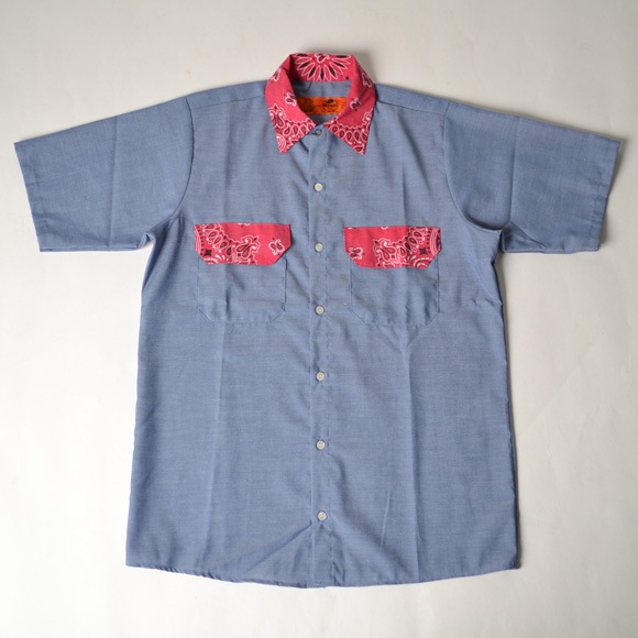 Red Kap��US/Bandana Flap Chambray Shirt�ʥ�åɥ���åסߥ��� ����ġ˥饤�ȥ֥롼�ߥ�å� [n-7096]