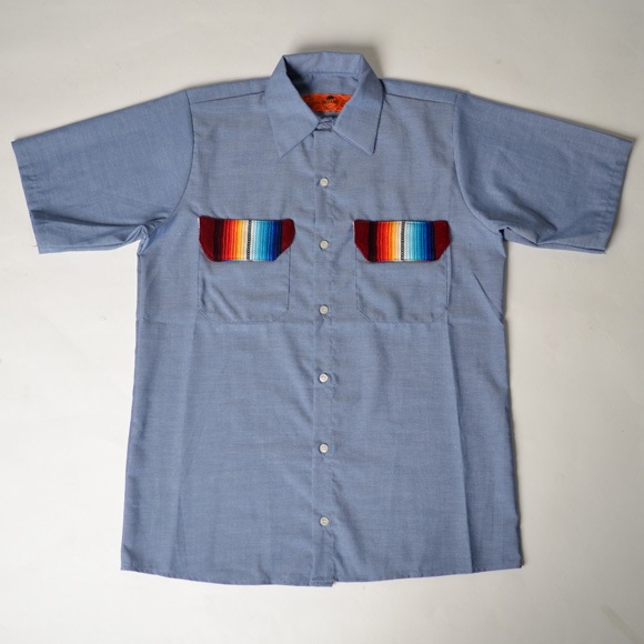 Red Kap��US/Mexican Rug Flap Chambray Shirt�ʥ�åɥ���åסߥ��� �����)�饤�ȥ֥롼�ߥС�����ǥ��� [n-7063]