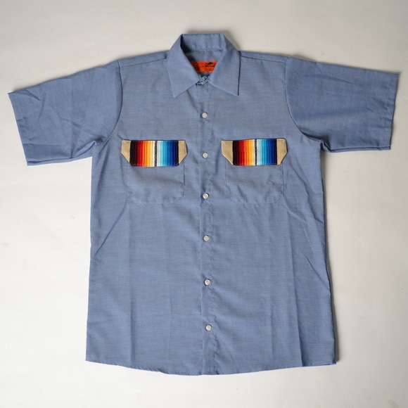 Red Kap��US/Mexican Rug Flap Chambray Shirt�ʥ�åɥ���åסߥ��� �����)�饤�ȥ֥롼�ߥ١����� [n-7062]