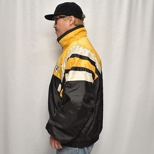��90's Vintage Puffer Jacket/Steelers��90's������ơ��� �ѥե������㥱�åȡ˥֥�å��ߥ�������/������2XL [y-0916]