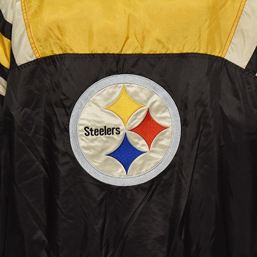 ��90's Vintage Puffer Jacket/Steelers��90's������ơ��� �ѥե������㥱�åȡ˥֥�å��ߥ�������/������2XL [y-0916]