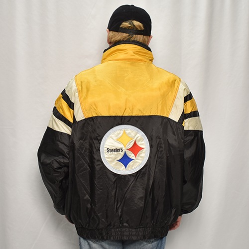 ��90's Vintage Puffer Jacket/Steelers��90's������ơ��� �ѥե������㥱�åȡ˥֥�å��ߥ�������/������2XL [y-0916]