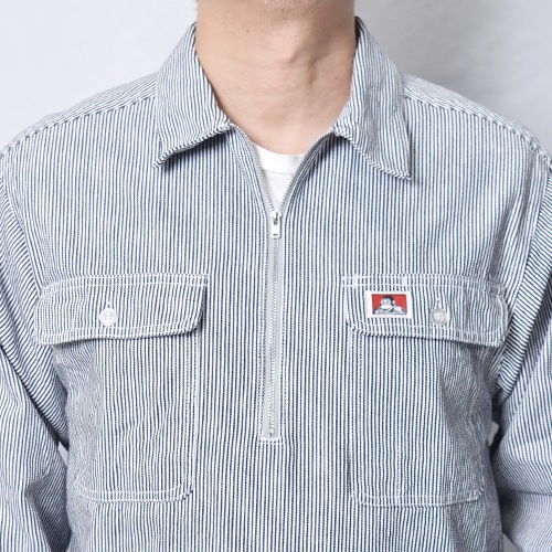 Ben Davis/Cotton 1/2 Zip Hickory L/S Shirt（ベンデイビス プル