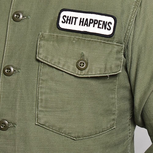 Us Customized US Army Shit Happens L/S Utility Shirt��US�����ߡ� �桼�ƥ���ƥ�����ġ˥��꡼��/������15 1/2 [z-7320]