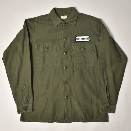 Us Customized US Army Shit Happens L/S Utility Shirt��US�����ߡ� �桼�ƥ���ƥ�����ġ˥��꡼��/������15 1/2 [z-7320]