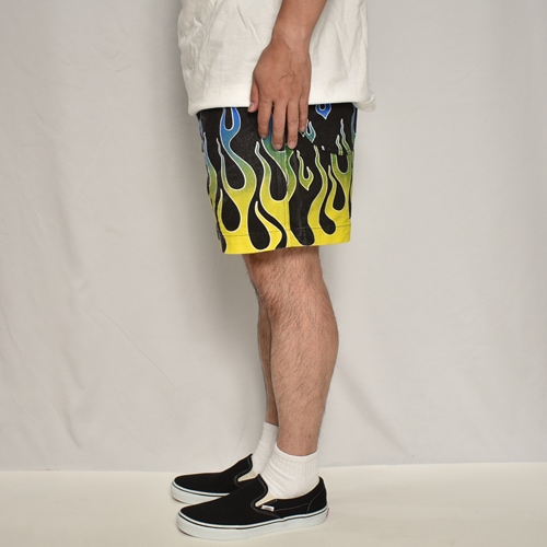 Flames Printed Easy Short Pants�ʥե졼�ॹ�����������硼�ȥѥ�ġ˥֥�å��ߥ�������/�֥롼 [a-8001]